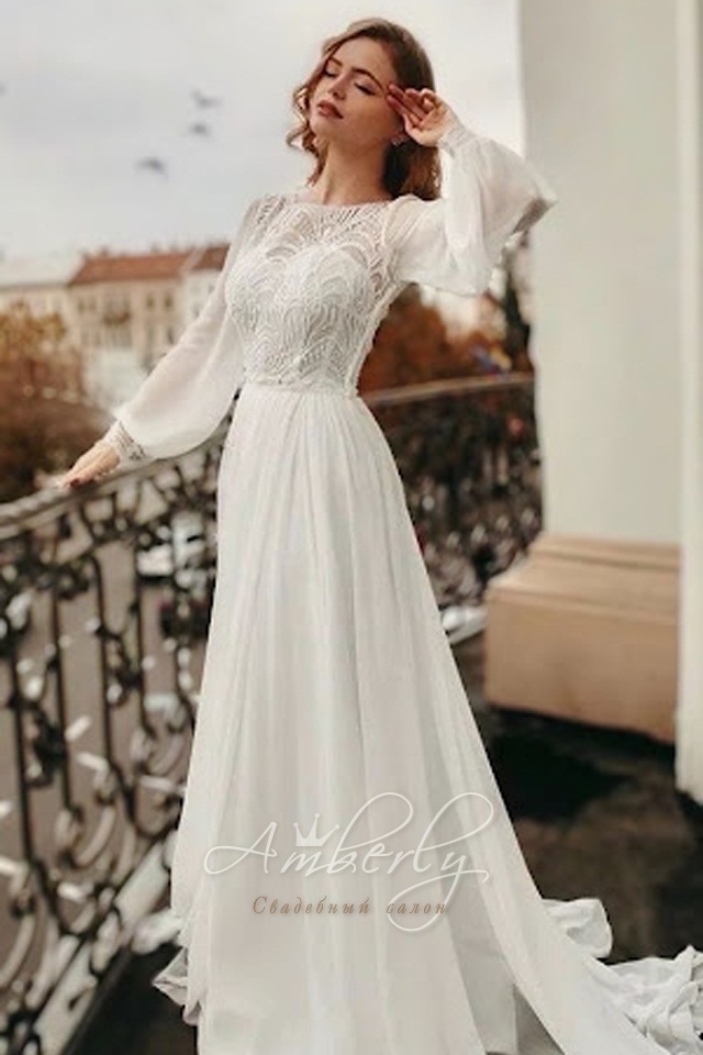 свадебное платье с закрытым верхом